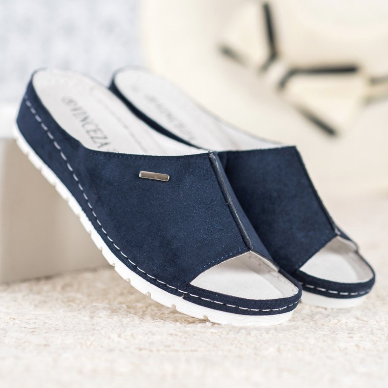 Comfortable VINCEZA glitter slippers blue 2