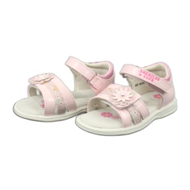 American Club Girls' leather sandals with flowers xD12/20 pink 2