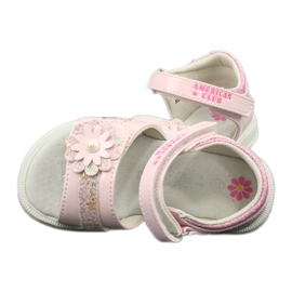 American Club Girls' leather sandals with flowers xD12/20 pink 5
