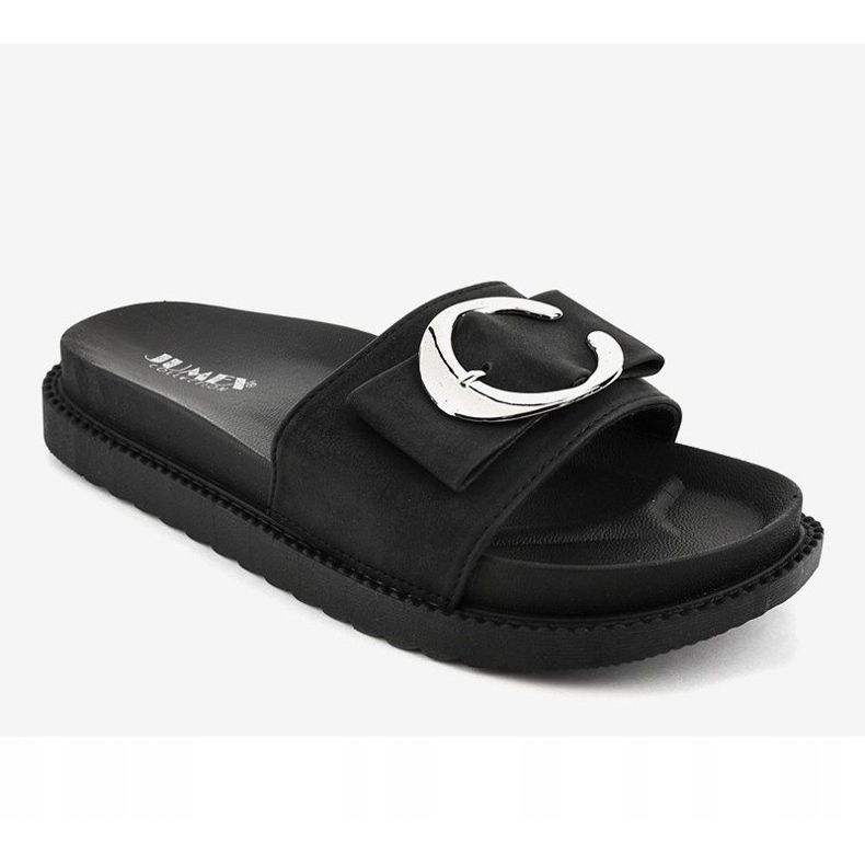 Black slippers with a YQ10067 buckle 1
