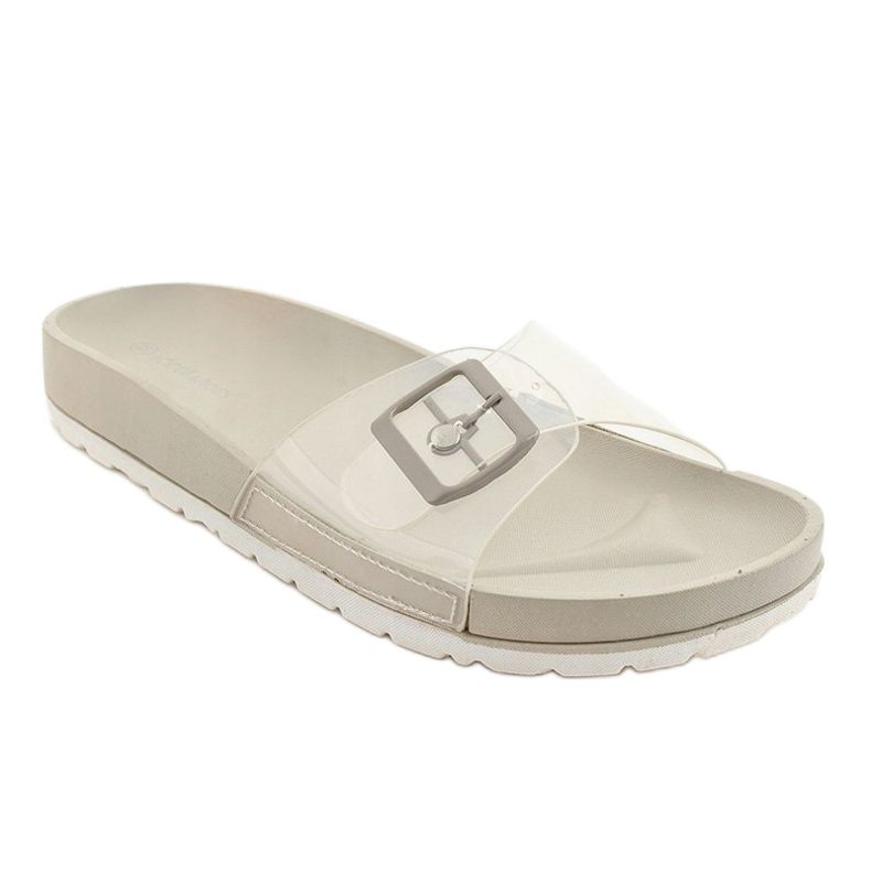 Gray transparent slippers with a SE-9606 buckle grey 1