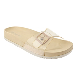 Beige transparent slippers with a SE-9606 buckle 1