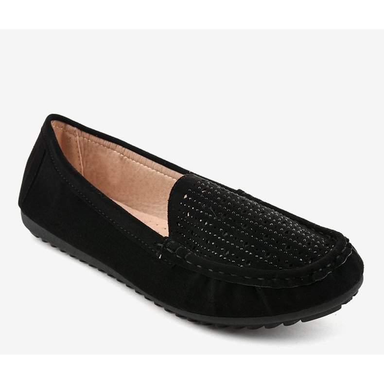 Black openwork loafers with sequins YSD823Y 1