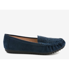Navy blue openwork loafers with sequins YSD823Y 1