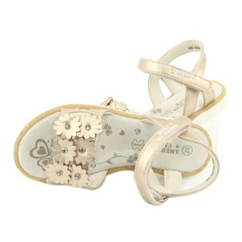 Gold sandals with flowers and sequins American Club xD10/20 golden 4