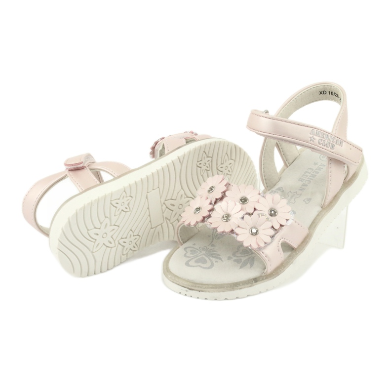 Pink sandals with pearl sequins American Club XD10/20 3