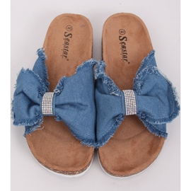Canvas slippers with blue BG60P Light Blue cork 1