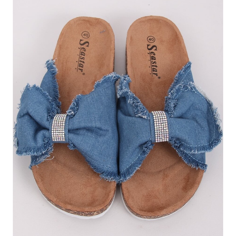 Canvas slippers with blue BG60P Light Blue cork 1