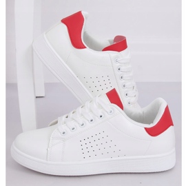Women's white and red sneakers LV101P Red 1