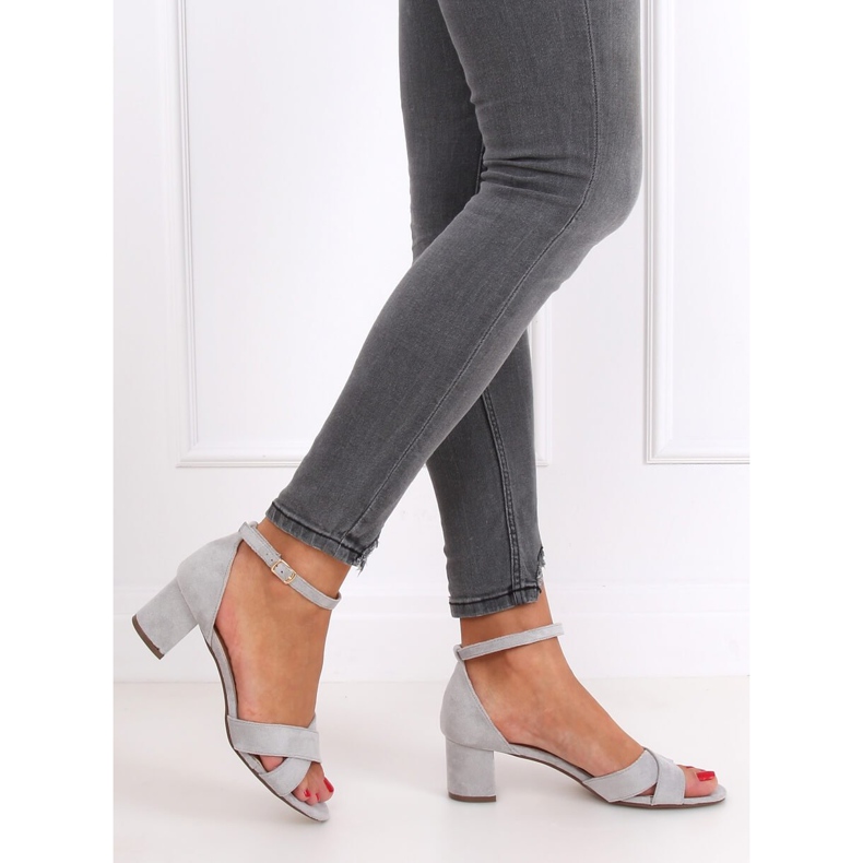 Gray high-heeled sandals F189P Gray grey 1