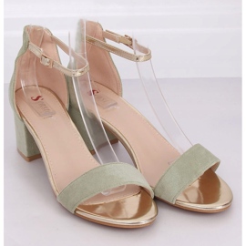 High-heeled sandals celadon M307P Green 1