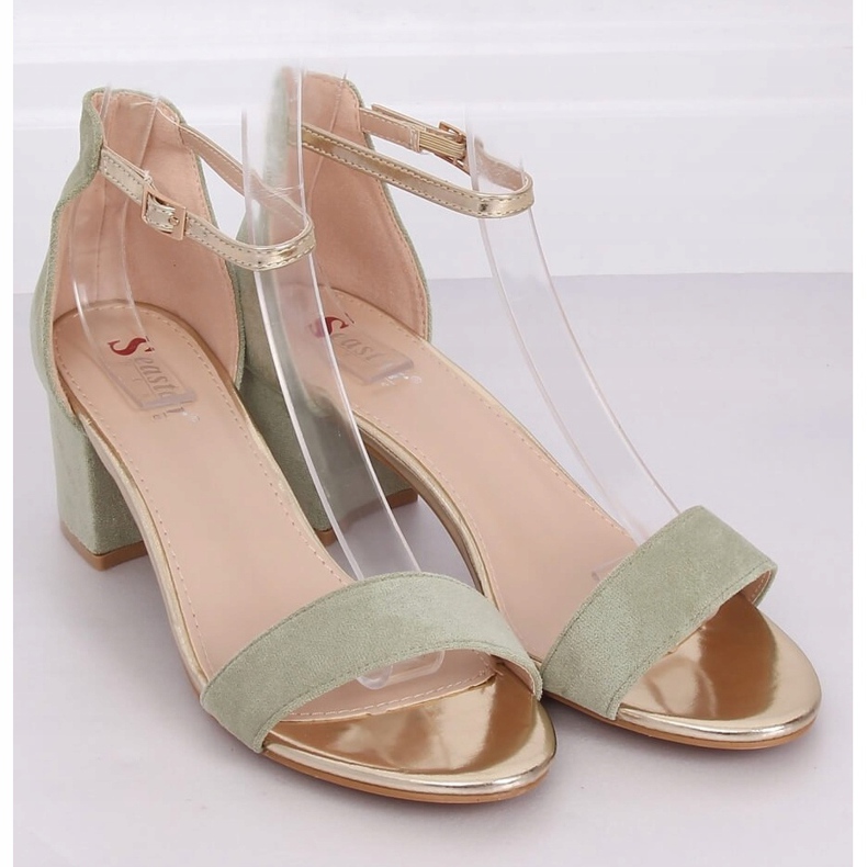 High-heeled sandals celadon M307P Green 1