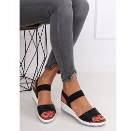 Black sandals on a wedge heel NS101P Black 1