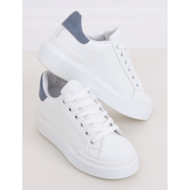 White women's sneakers 85-428 WHITE / BLUE 2