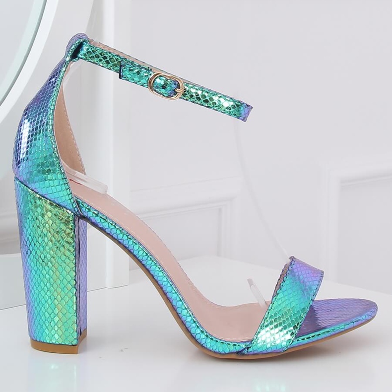 Holographic high-heeled sandals TU135P Green blue 2