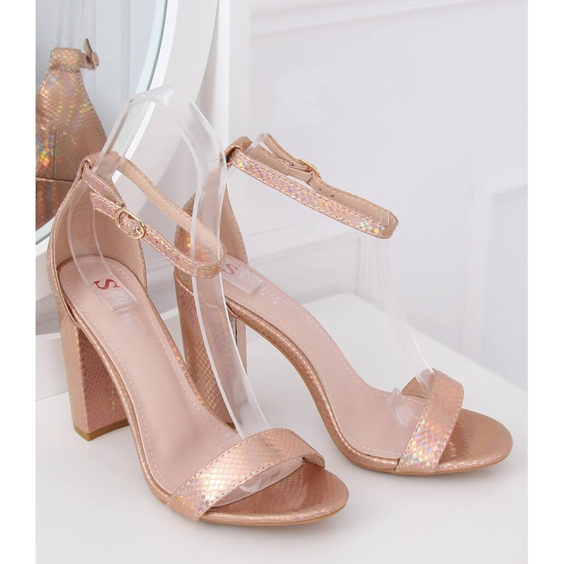 Holographic high-heeled sandals TU135P Champagne multicolored yellow 1