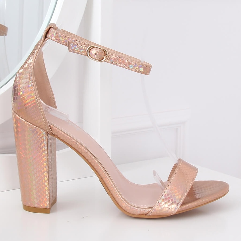 Holographic high-heeled sandals TU135P Champagne multicolored yellow 2