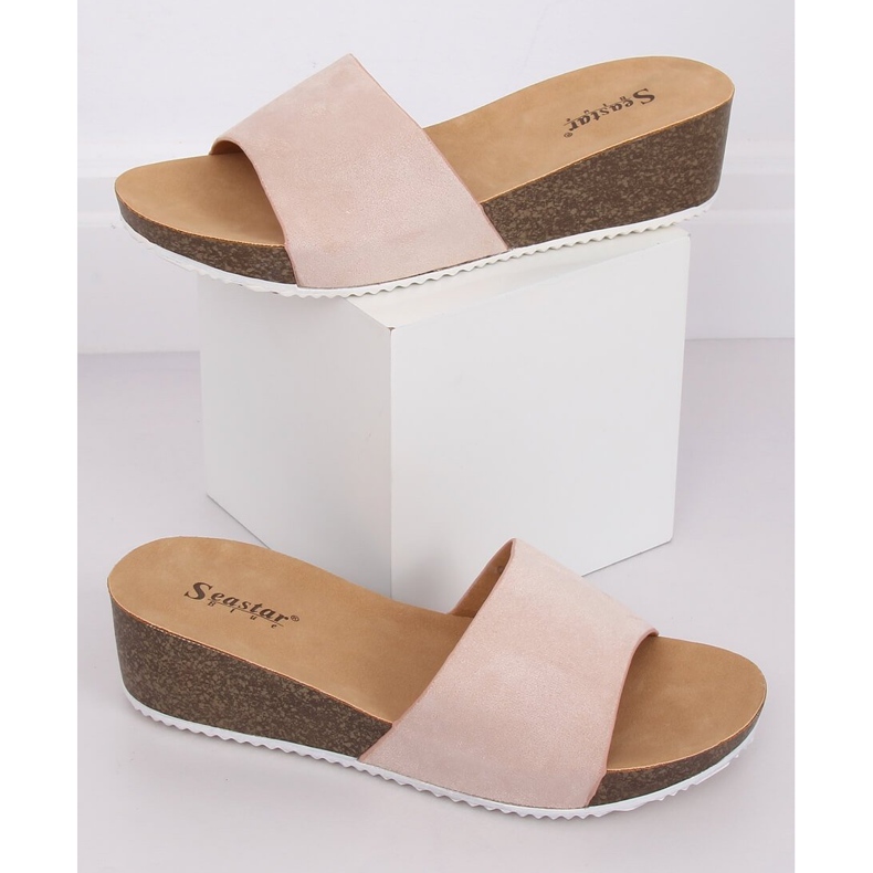 G186P Beige beige wedge slippers 1