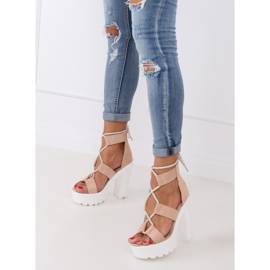 Sandals on the beige and pink platform NS120 Beige 1
