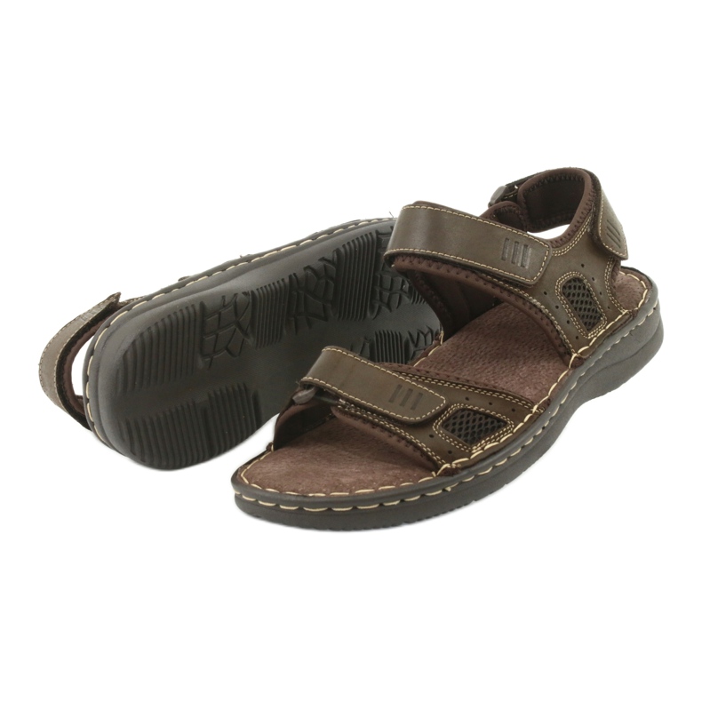 Comfortable American Club CY13 / 20 leather sports sandals brown 4