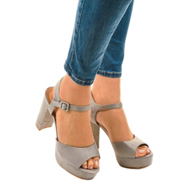 Gray sandals on the post of suede AT-0660-L grey 1
