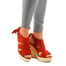 Red espadrilles wedge sandals 77-77 1
