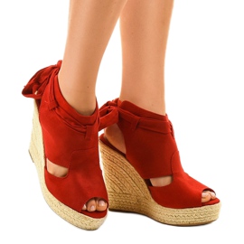 Red espadrilles wedge sandals 77-20 1