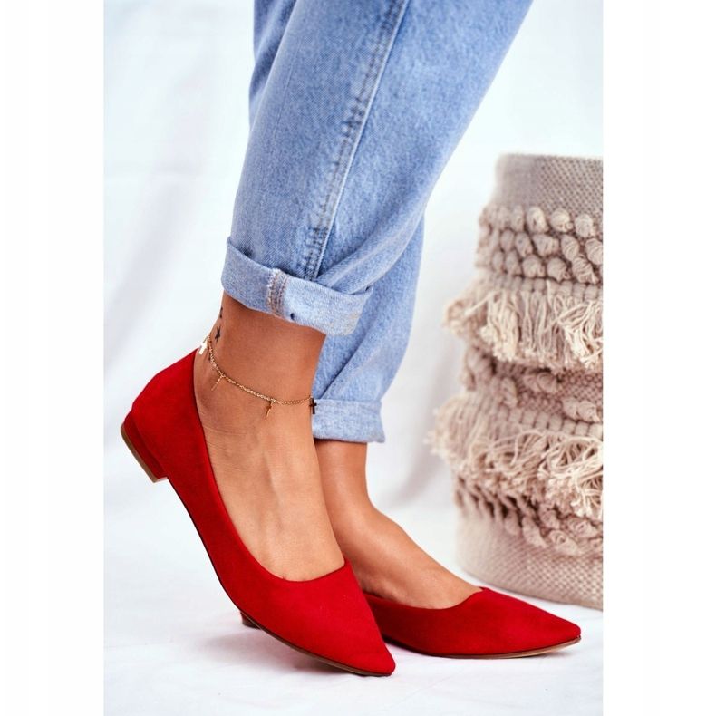 EVE Women's Ballerinas In Spitz Suede Red Westley 1