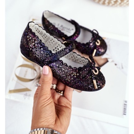 S.Barski Children's Black Openwork Ballerinas with Velcro Barski Remtro 2