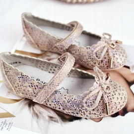 S.Barski Children's Beige Openwork Ballerinas with Velcro Barski Remtro 1