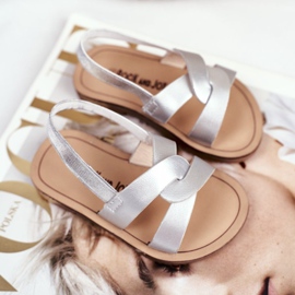 FRROCK Children's Slip-on Sandals with an elastic band Silver Bambino grey 1