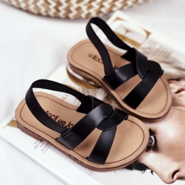 FRROCK Children's Black Bambino Slip-on Sandals with an elastic band 1