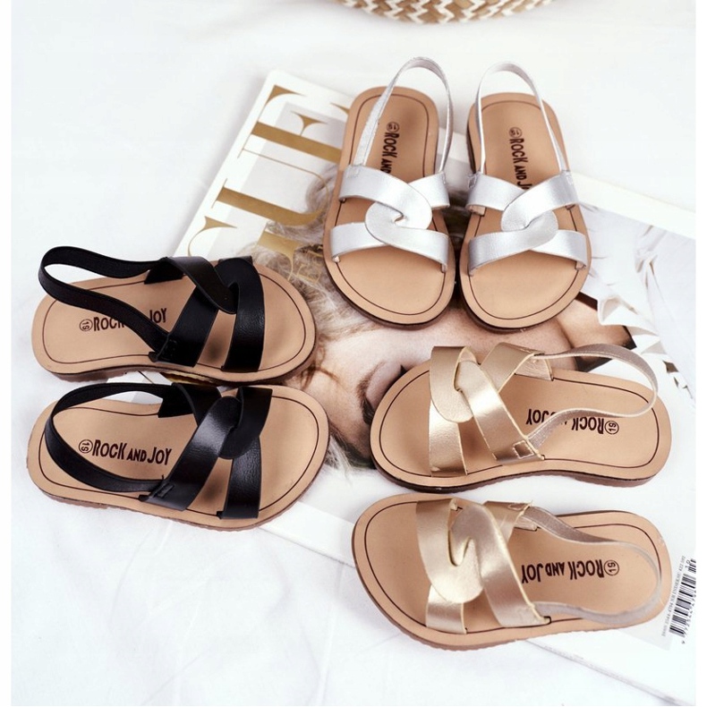 FRROCK Children's Sandals Slip on with an elastic band Golden Bambino 1