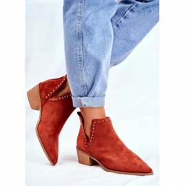 FB1 Women's Boots On Heel Suede Openwork Orange Margate 1