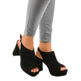 Black 9R82 open-work heel sandals 1