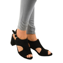 Black openwork sandals with a cut-out 99-33A 1