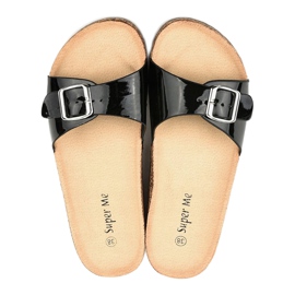 Black slippers with a buckle 7016-PL 3