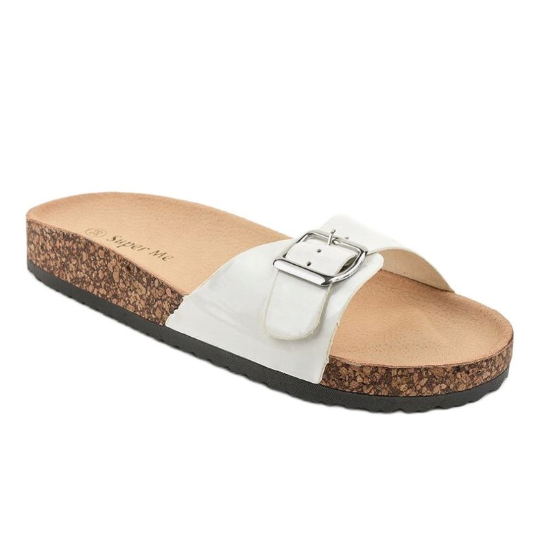 White slippers with a buckle 7016-PL 1