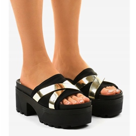 Black high-heeled slippers CL-3A309-42 yellow 1 Black high-heeled slippers CL-3A309-42 yellow 1