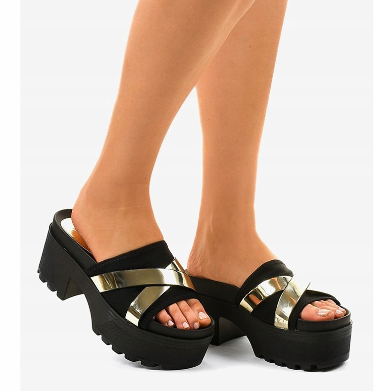 Black high-heeled slippers CL-3A309-42 yellow 2 Black high-heeled slippers CL-3A309-42 yellow 2