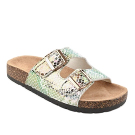 Silver slippers with buckles DZ101-16 grey multicolored 1