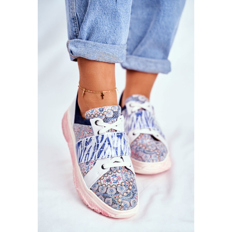 Sport Shoes Women's Leather Sneakers Maciejka 04448-27 brown navy blue 2