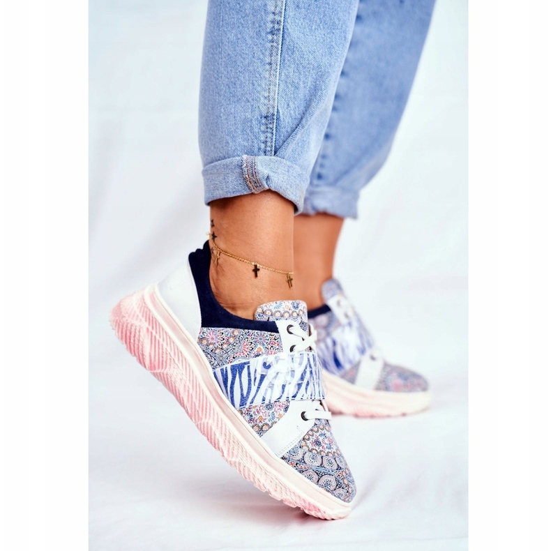 Sport Shoes Women's Leather Sneakers Maciejka 04448-27 brown navy blue 1