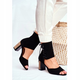 Women's Sandals On High Heel Maciejka Black Suede 04122-01 2