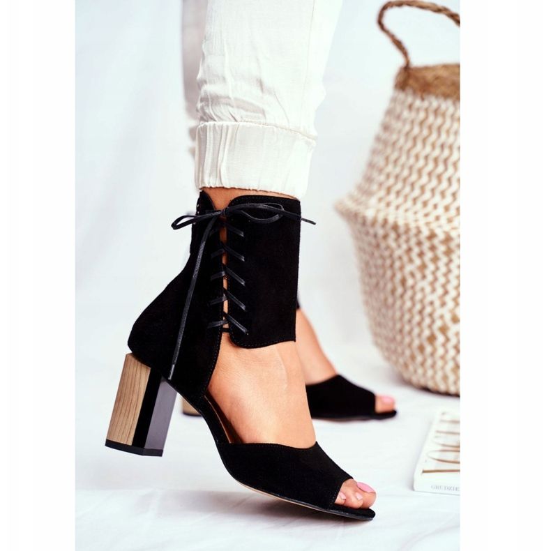 Women's Sandals On High Heel Maciejka Black Suede 04122-01 1