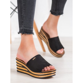 Goodin Stylish wedge slippers black 1