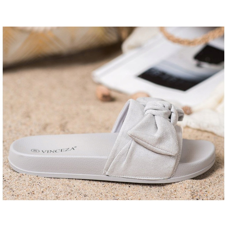 Slippers With A Bow VINCEZA grey 2