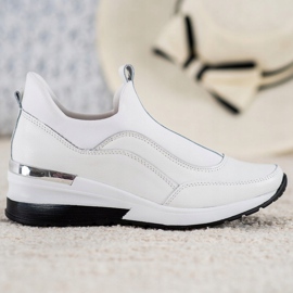 VINCEZA Leather Slip-On Shoes white 2