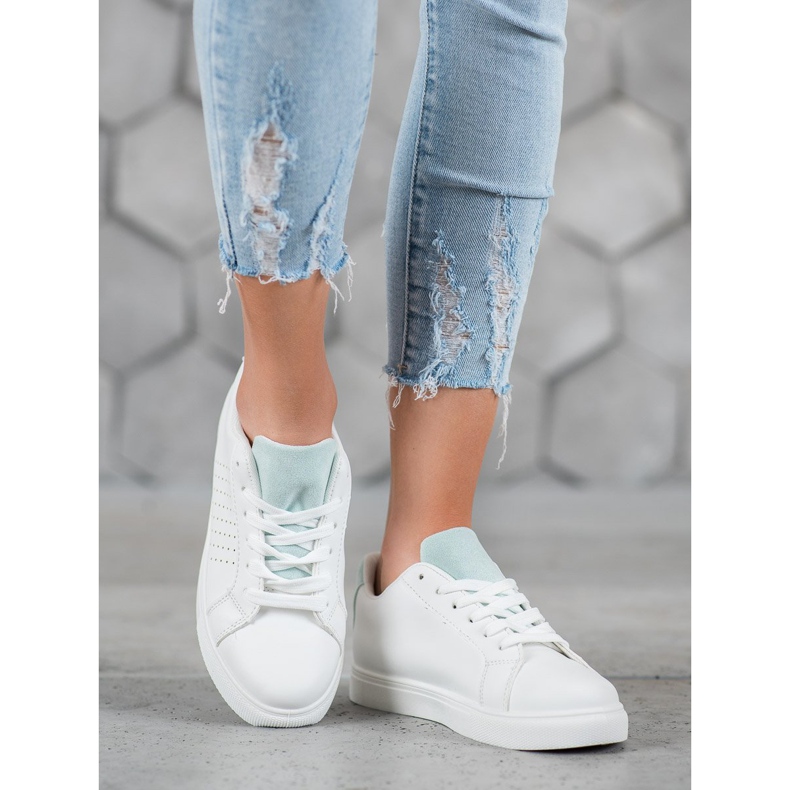 SHELOVET White Shoes With Suede Inserts 1