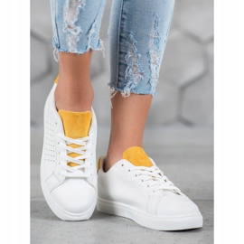 SHELOVET White Shoes With Suede Inserts 2